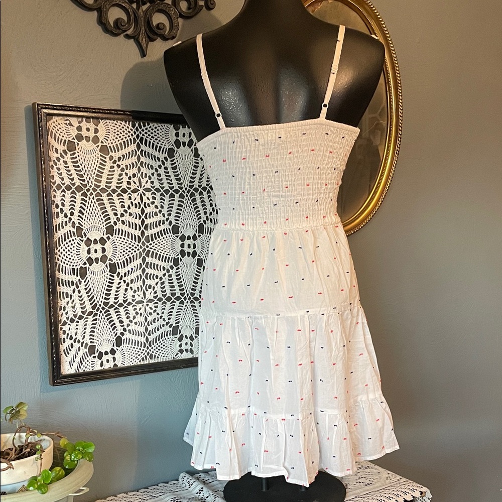 White Summer Twist-Front Spaghetti Strap Dress - Picture 4 of 5